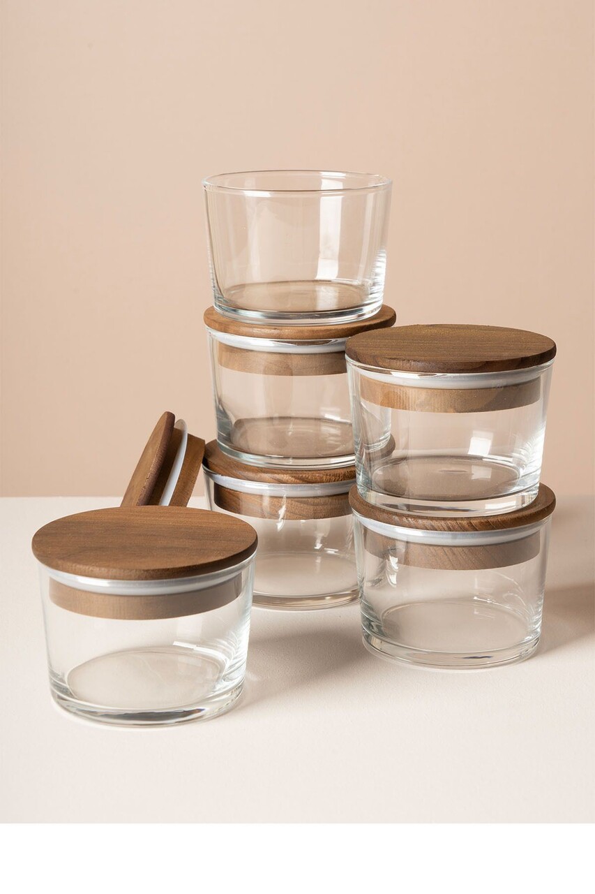 Set recipiente depozitare, Hermia, 409PBH1411, Capac din bambus: (6 bucăți), Transparent - imagine 4